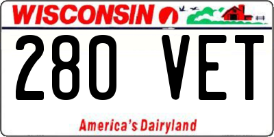 WI license plate 280VET