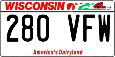 WI license plate 280VFW