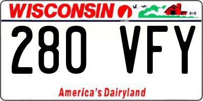 WI license plate 280VFY