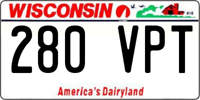 WI license plate 280VPT