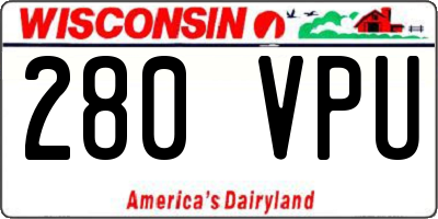 WI license plate 280VPU