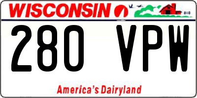 WI license plate 280VPW