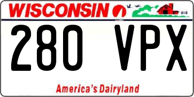 WI license plate 280VPX