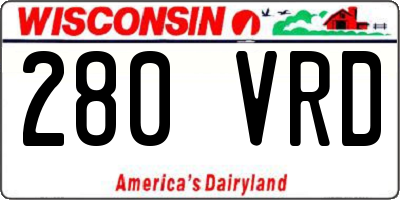 WI license plate 280VRD