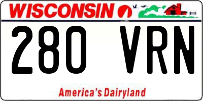 WI license plate 280VRN