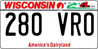 WI license plate 280VRO
