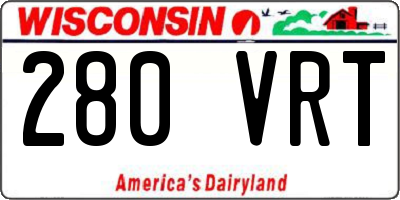 WI license plate 280VRT