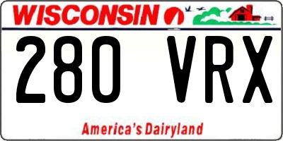 WI license plate 280VRX