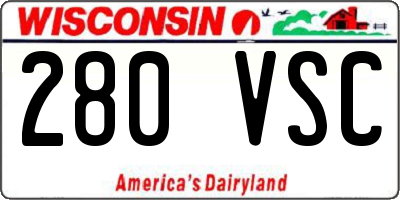 WI license plate 280VSC