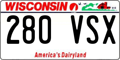 WI license plate 280VSX