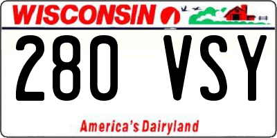WI license plate 280VSY