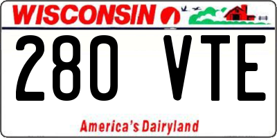 WI license plate 280VTE