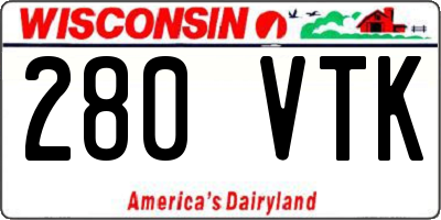 WI license plate 280VTK