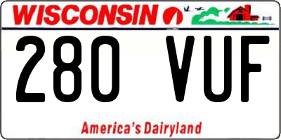 WI license plate 280VUF