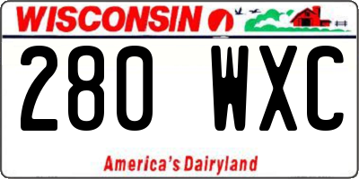 WI license plate 280WXC