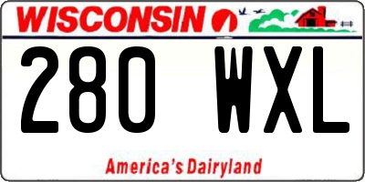 WI license plate 280WXL