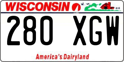 WI license plate 280XGW