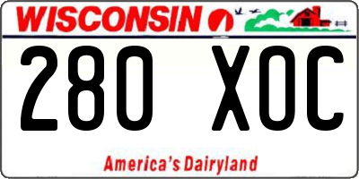 WI license plate 280XOC