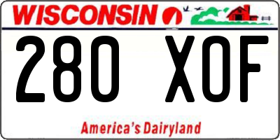 WI license plate 280XOF