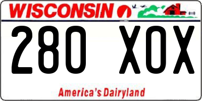 WI license plate 280XOX