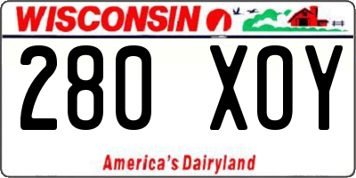 WI license plate 280XOY