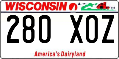 WI license plate 280XOZ