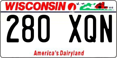 WI license plate 280XQN