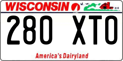 WI license plate 280XTO