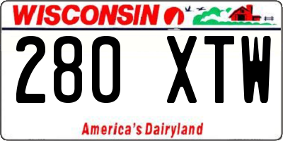 WI license plate 280XTW