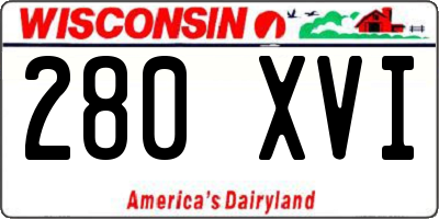 WI license plate 280XVI