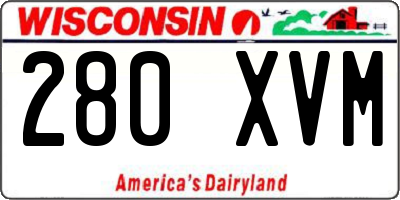 WI license plate 280XVM