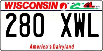 WI license plate 280XWL