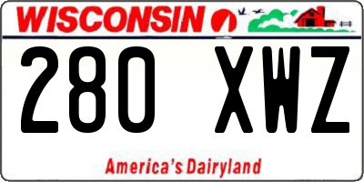 WI license plate 280XWZ