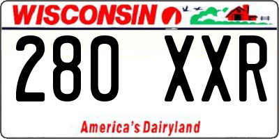 WI license plate 280XXR