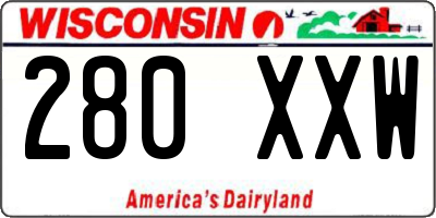 WI license plate 280XXW