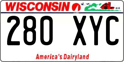 WI license plate 280XYC