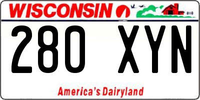 WI license plate 280XYN