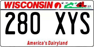 WI license plate 280XYS
