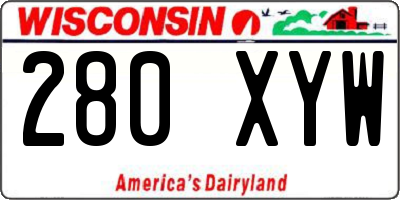 WI license plate 280XYW