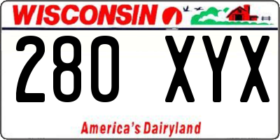 WI license plate 280XYX