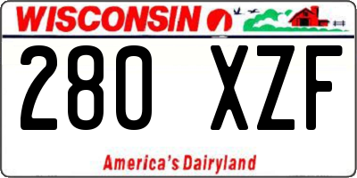 WI license plate 280XZF