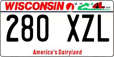 WI license plate 280XZL