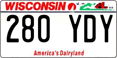 WI license plate 280YDY