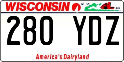 WI license plate 280YDZ