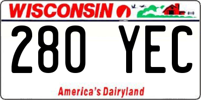 WI license plate 280YEC
