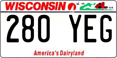 WI license plate 280YEG