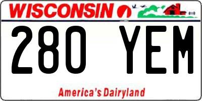 WI license plate 280YEM