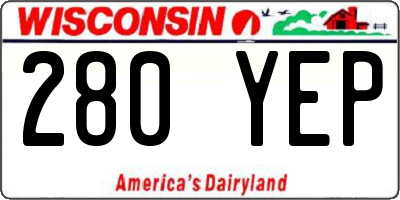 WI license plate 280YEP