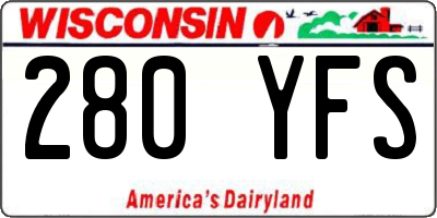 WI license plate 280YFS