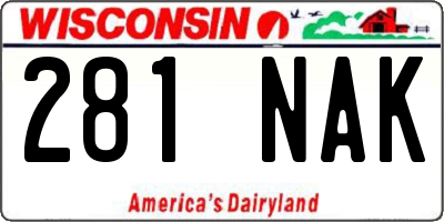 WI license plate 281NAK